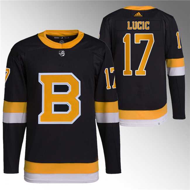 Men%27s Boston Bruins #17 Milan Lucic Black Home Breakaway Stitched Jersey->boston bruins->NHL Jersey